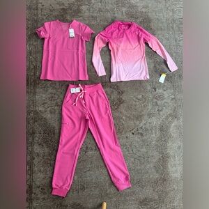 NWT Ombré 3-pc Pink FIGS jogger scrub set
